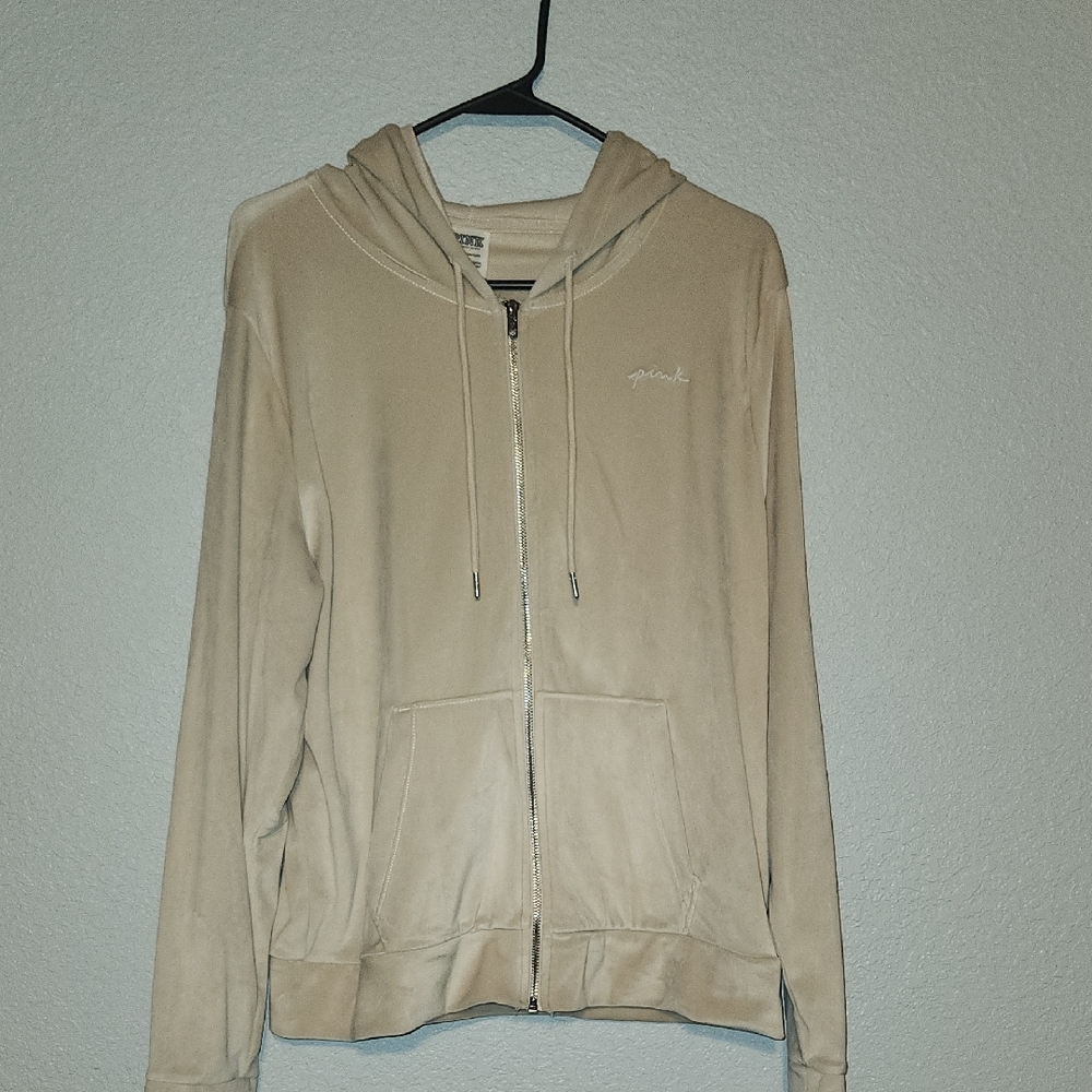 PINK Victoria's Secret Cream Zip-Up Hoodie